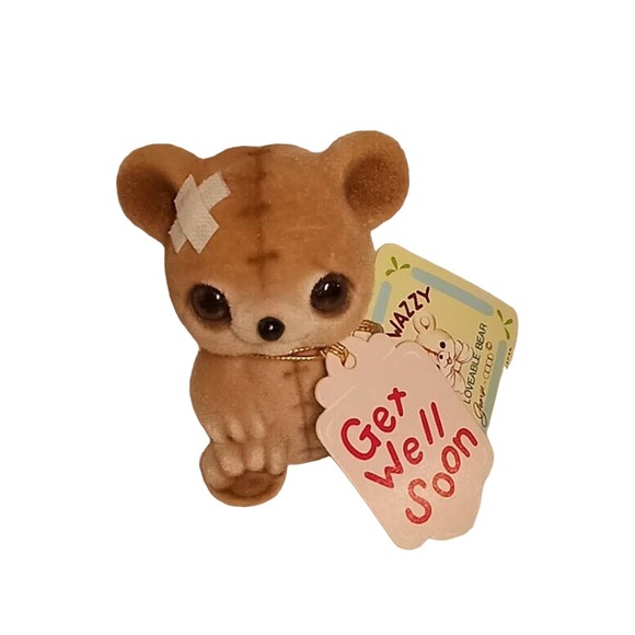 Josef Originals Fuzzy Wuzzy 2” Bear Bandaid Get Well Soon Vtg Figurine Japan - Picture 6 of 11